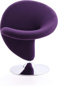 Manhattan Comfort Curl Swivel Accent Chair Set of 1 with 360° Turn Fully Assembled Upholstered in Wool Blend Modern Ergonomic Design with Polished Chrome Base Set of 1 Purple