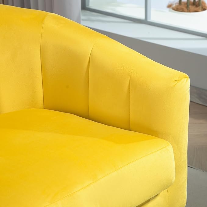Velvet Modern Accent Armchair - Luxury Gold Frame | Versatile Seating for Living Room Bedroom Office Yellow