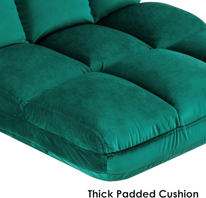 MCombo Velvet Accent Chair with Ottoman Set Modern Armless Chair for Living Room Bedroom Small Space 0014 (Velvet Dark Green)