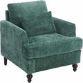 Wood Frame Armchair Modern Accent Chair Lounge Chair for Living RoomTufted Club Chair Mid Century Modern Arm Chairs with Studded Solid Wood Frame for Bedroom Reading (Emerald Chenille)
