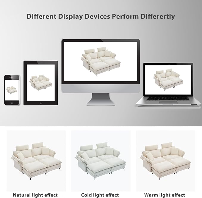 Deep Seat Sectional Sofa Comfortable Cloud Sofa with Ottomans loveseat Sofa 85.8''Modern Corduroy Upholstered Sectional Sofa for Living Room Apartment Studio Office (Beige)