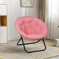 Round Foldable Moon Saucer Chair with 220lbs Weight Capacity Cozy Chair for Relaxing Gaming or as an Extra Seat for Guests Pink