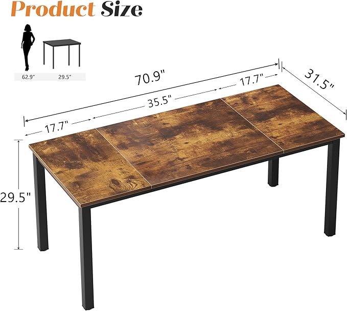 Need Large Computer Desk 70.8 x 31.5 inches Conference Table Large Office Desk Writing Table Workstation for Home OfficeRustic Brown AC3FB-180-ND