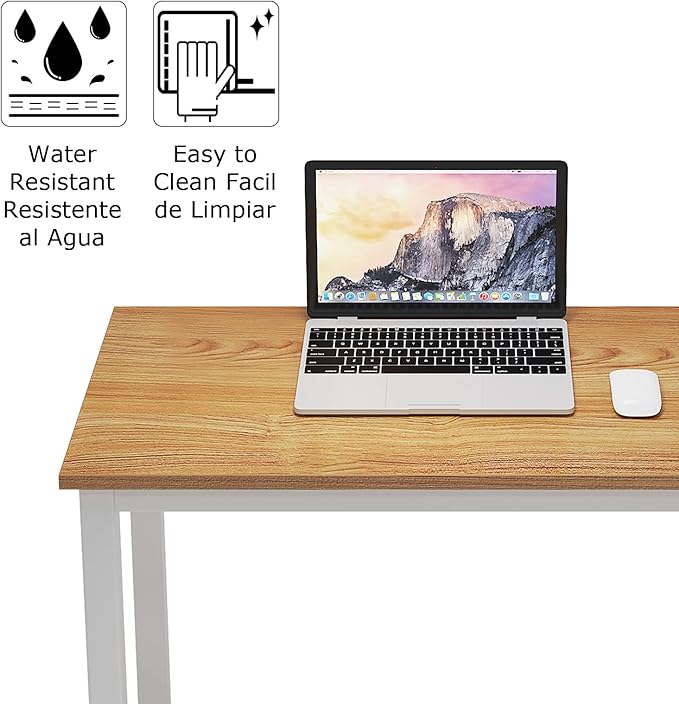 SogesGame Computer Desk 47.2 inches Small Office Desk Computer Table Study Writing Desk Workstation for Home OfficeDining Table Teak White