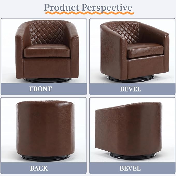 Modern Style Swivel Barrel Accent Chair with 360° Rotation and Armrests Ideal Seating Solution for Living Room Bedroom and Reading Corner