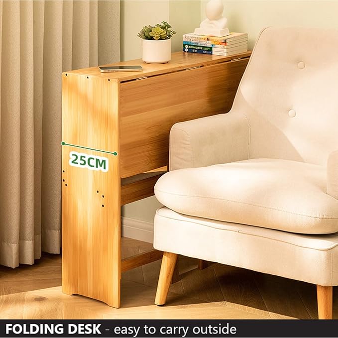 Folding Computer Desk Natural Bamboo Desk Portable Desk Study Student Writing Desk Small Home Office Desk(31 Inch Natural)