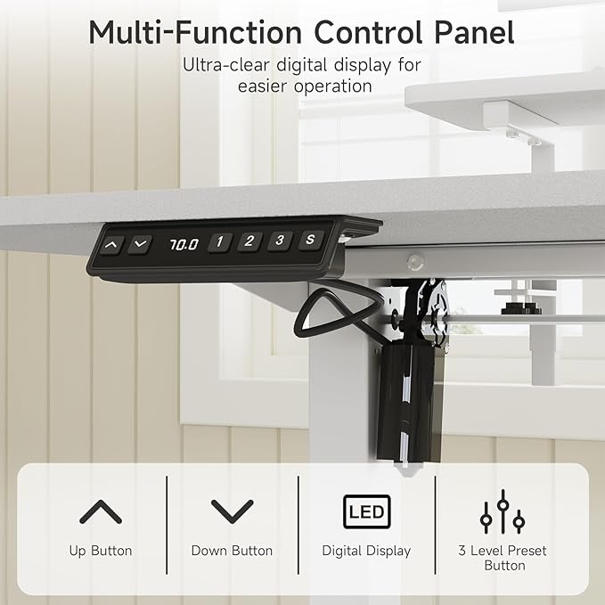 71 x 24 Inches Electric Standing Desk with 2 Monitor Shelves Adjustable Computer Desk from 28-46'' Sit to Stand UpHome Office Desk with Memory Controlller for Workstations White