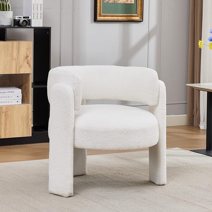 Velvet Accent Chairs Set of 2 Barrel Accent Chair for Living Room Upholstered Barrel Armchair Teddy Velvet Comfy Padded Reading Chairs for Bedroom Single Sofa with Wood Frame