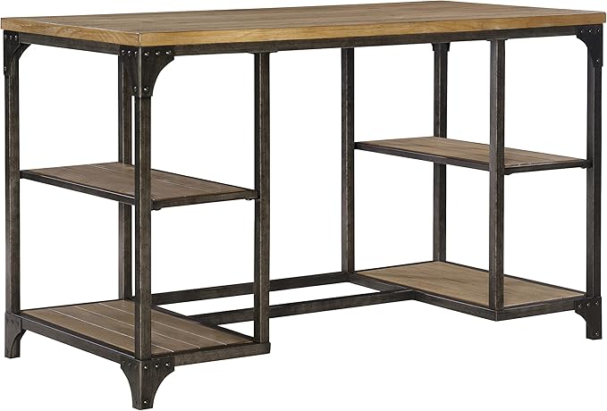 Powell Furniture Benjamin Metal Base Desk Driftwood