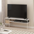 Furinno Moretti Modern Lifestyle TV Stand Entertainment Center for TV up to 65 Inch for Living Room Bedroom White/White