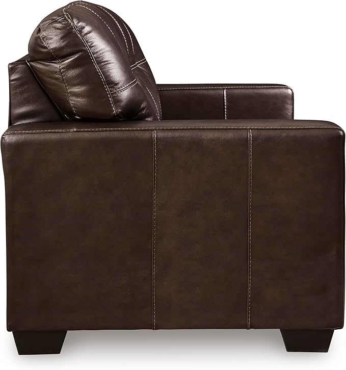 Signature Design by Ashley Santorine Transitional Tufted Leather Match Loveseat Dark Brown