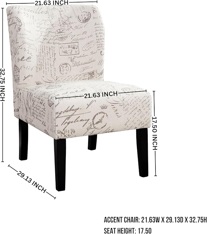 Roundhill Furniture Capa Print Fabric Armless Contemporary Accent Chair Script