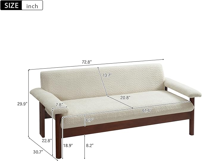 Christopher Knight Home Vincenzo 72.8 Loveseat Large Couch Chair Berber Fleece Sofa Upholstered Loveseat Soft Pillow Armchair Rubberwood Legs Couch Reading Sofa for Living Room Home Rest Beige