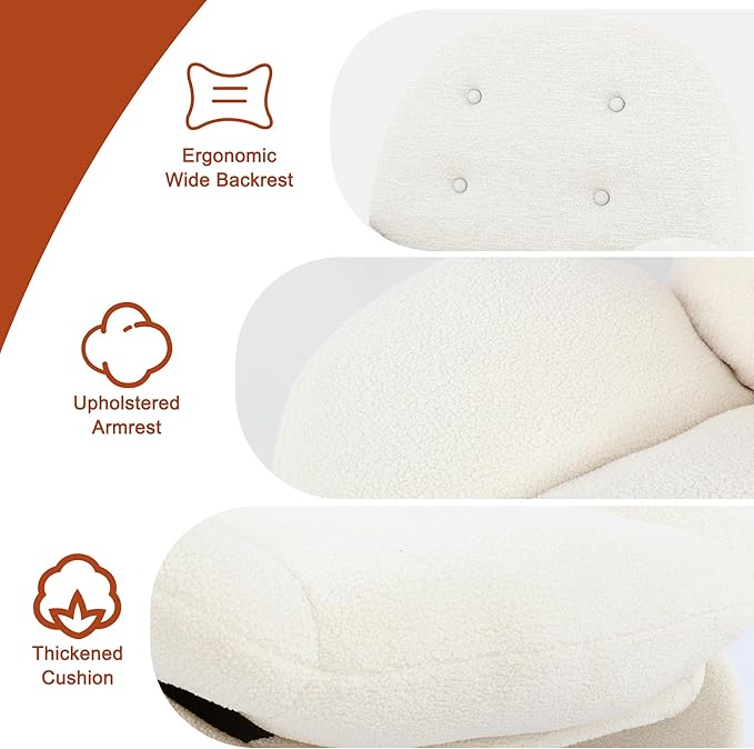 thksbought Modern Accent Chair White Lambswool Mid Century Lounge Armchair with Button Tufted Back Comfy Luxury Crab Chair with Upholstered Seat for Bedroom Apartment Studio Office (White 1PC)