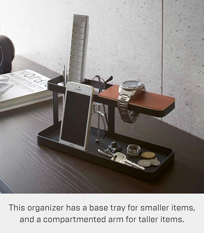 YAMAZAKI Home Tower Desk Bar - Wood &amp Steel Organizer - Steel