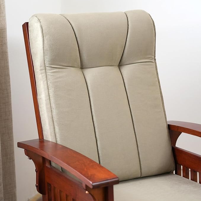 Solid Wood Glider Rocking Chair and Ottoman Set Rustic Nursery Glider Rocker with Padded Cushion Smooth Rocking Motion Indoor Living Room NursingNappingReading Brown