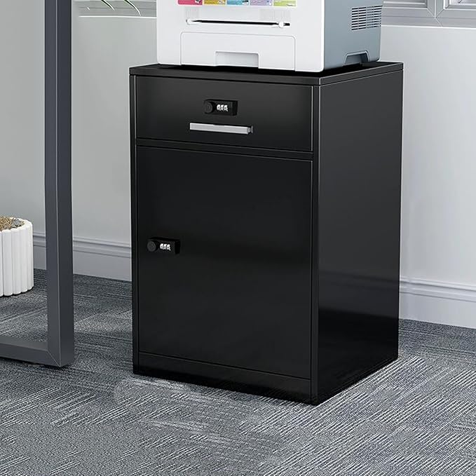 Filing Cabinet Small Cabinet Under Desk with Locking Drawer Cabinet File Information Cabinet Tin File Cabinet (Color : Black)