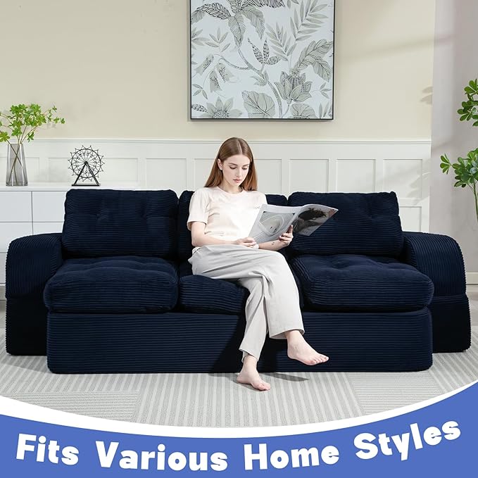 from Couch to Cloud: 3-Seater Boneless Sofa Bed for Small Spaces Cozy Tufted Corduroy Sleeper for Modern Adults No Assembly Needed Ships Compressed