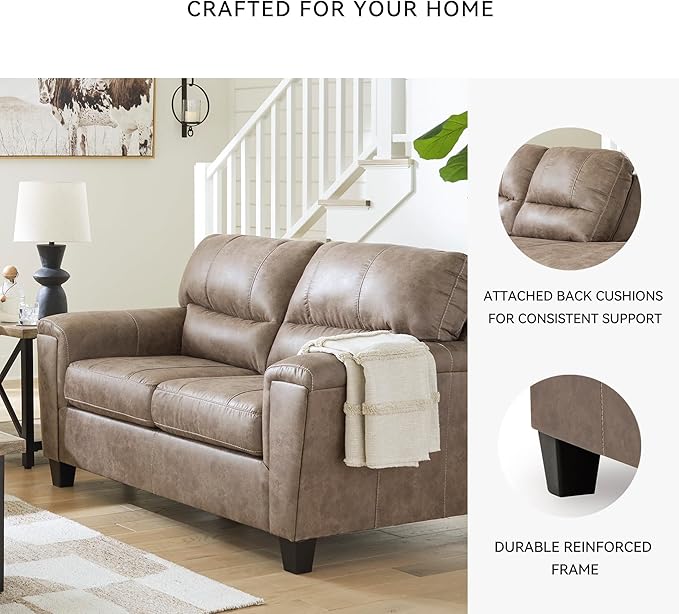 Signature Design by Ashley Navi Modern Loveseat with Removable Cushions Dark Brown