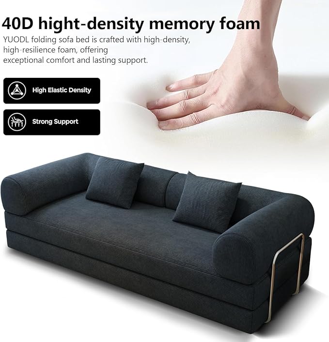 78.8 Modular Sofa Bed - 4-in-1 Convertible Design with Corduroy Fabric and High Density Sponge Removable Cover and Fixed Frame