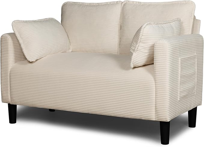 Corduroy Oversized Armchair 48 Extra Wide Accent Chairs W/Double Solid Wood Frame for Living Room Modern Lounge Chair Upholstered Cloud Single Sofa with Pillows