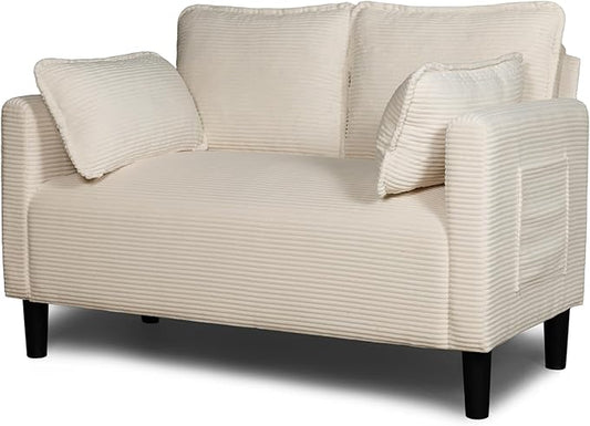 Corduroy Oversized Armchair 48 Extra Wide Accent Chairs W/Double Solid Wood Frame for Living Room Modern Lounge Chair Upholstered Cloud Single Sofa with Pillows