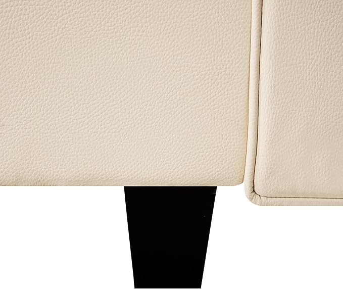 Naomi Home Sarah Modular Sectional Arm Accent Chair with Storage Seat Air Leather Armchair Single Sofa Club Chair Beige