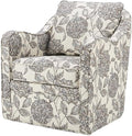 Floral Swivel Accent Chair Oversized Wide Armchair with Upholstered Seat Solid Wood Frame 360° Rotation for a Living Room
