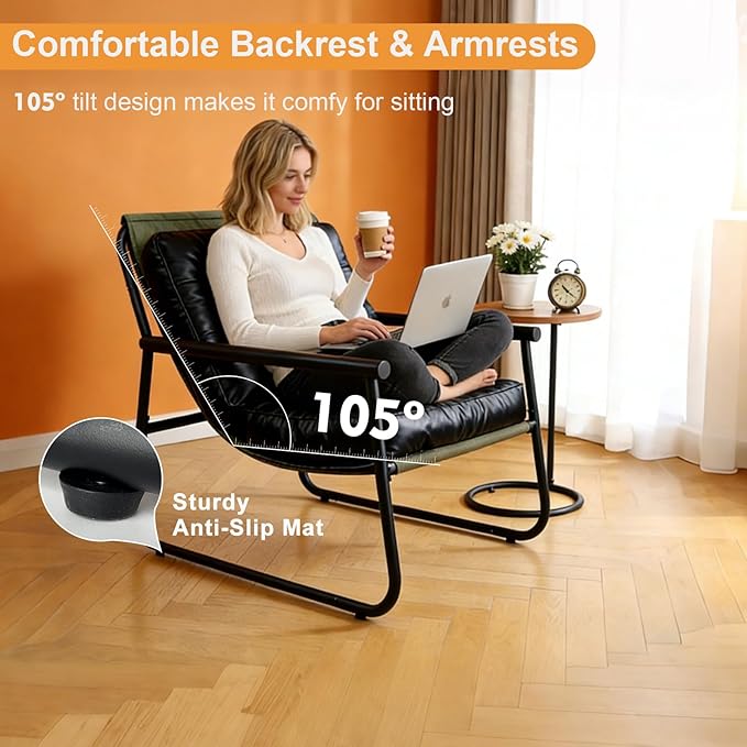 Lightdot Modern Accent Chair Heavy Duty Sturdy Armchair Green Fabric Lounge Chair Ergonomic Design Upholstered Comfy Leisure Chair with Large Frame Suit for Living Room/Bedroom