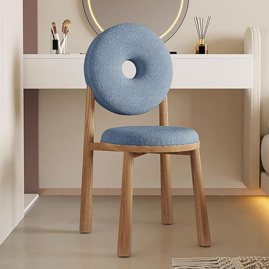 Modern Accent Office Chair - Vanity Chair Lambswools Living Room Chair Dining Chairs Midcentury with Backrest - for Living Room Bedroom Office Dining (Color : Blue Size : Wood gra