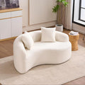 66.9'' Modular Sectional Loveseat Chenille Upholstered Boneless Curved Loveseat with Deep SeatCombination Round Sofa for Coffee Shop Game Room Office (Cream White 66.9 Inch)