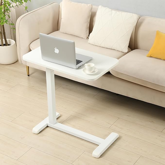 Height-Adjustable Mobile Standing Desk 30 Rolling Laptop Table with Gas Spring Riser &amp Wheels Ideal for Offices Home Medical or School Use Circular Table Leg Design for Smooth Rolling