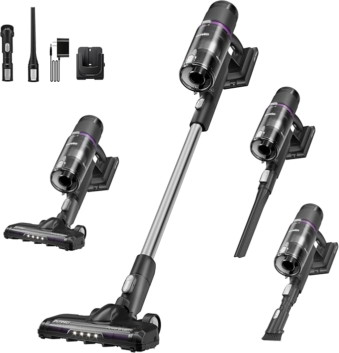 EurekaCordless Vacuum - 50 Min Runtime for Large Homes 5.5 lbs Lightweight Ideal for Pet Hair &amp Allergies on Hardwood &amp Carpet ReactiClean 410