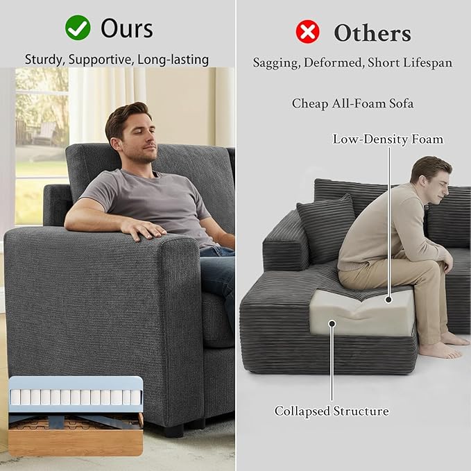 100 L-Shaped Couch with Reversible Chaise Chenille Modular Sectional Sofa 4-Seater Corner Couch for Living Room Apartment Dark Grey