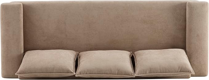 Christopher Knight Home Ahrab 84 Upholstered Sofa with 3 Back Pillows Modern Fabric 3-Seater Sofa Cozy Oversized Loveseat with Low Armrest Spacious Lounge Seating for Living Room Home Rest Camel