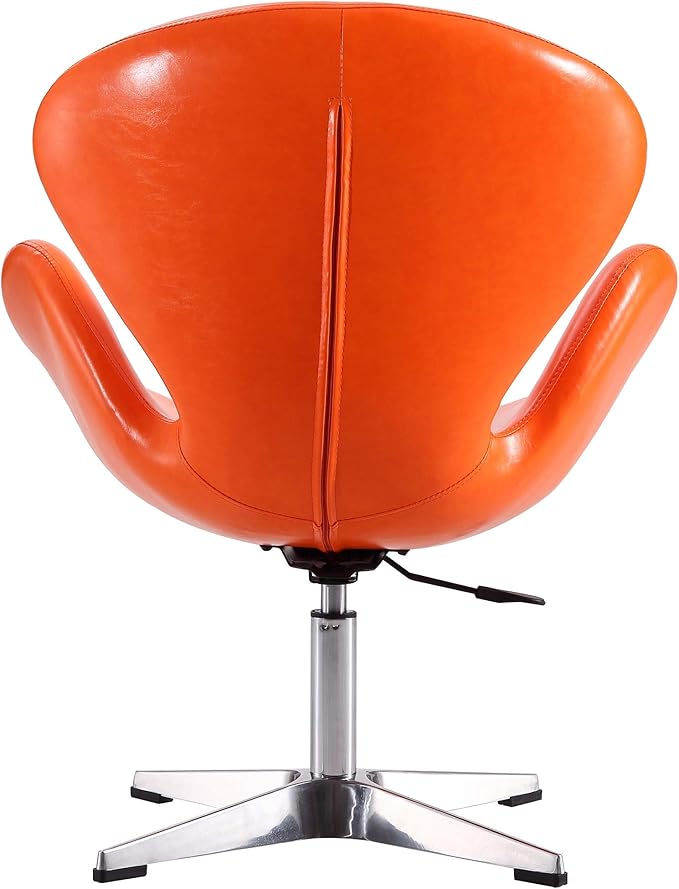 Manhattan Comfort Raspberry Adjustable Swivel Accent Chair with 360° Turn Polished Chrome Base Modern Retro Design Versatile Seat Ideal for Any Room Set of 1 Tangerine