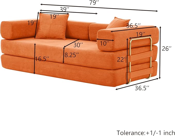 76 Convertible Foldable Sofa Bed Boneless Sleeper Sofa Couch with 2/Pillows Teddy Fabric 2-in-1 Comfy Floor &amp Futon Loveseat Floor Mattress Sleeper for Living Room No Assembly Required
