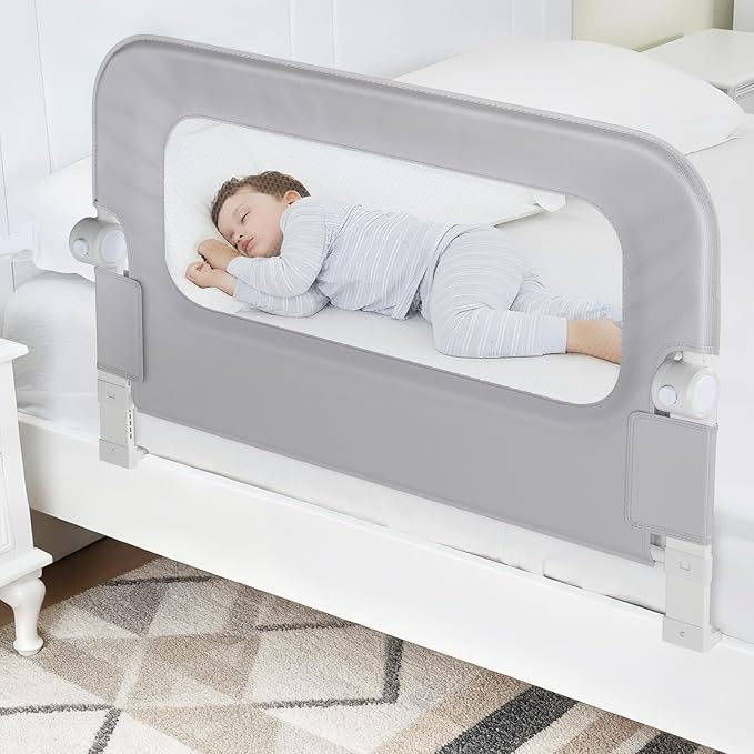 Baby Bed Rail Guard for Toddlers - 35.1 Toddler Bed Side Rails for Crib Twin Full Queen Bunk Size Bed Swing Down Bedrail Extral Tall Child Safety Side Railing Guards for Kids