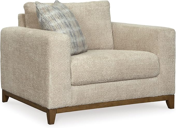 Signature Design by Ashley Parklynn Classic Upholstered Oversized Chair with 1 Accent Pillow Beige