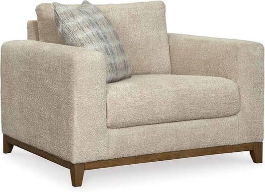 Signature Design by Ashley Parklynn Classic Upholstered Oversized Chair with 1 Accent Pillow Beige