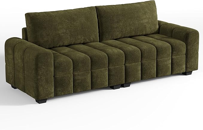 ONBRILL 82 Loveseat Sofa Modern Chenille Sofa Couch for Living Room Pull Point Seat Cushion Easy Assembly Comfy Love Seat for Small Spaces Bedroom Apartment Green