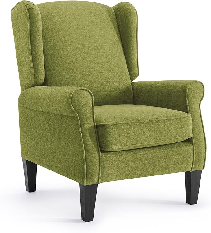 Accent Chair for Living Room High Back Reading Armchairs with Removable Seat Cushion Mid-Century Green Single Couch in Fabric Modern Ergonomic Wingback Chair for BedroomClub Balcony