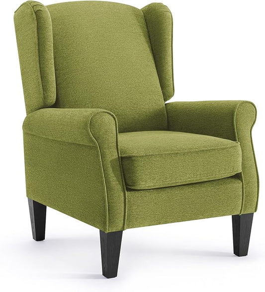 Accent Chair for Living Room High Back Reading Armchairs with Removable Seat Cushion Mid-Century Green Single Couch in Fabric Modern Ergonomic Wingback Chair for BedroomClub Balcony