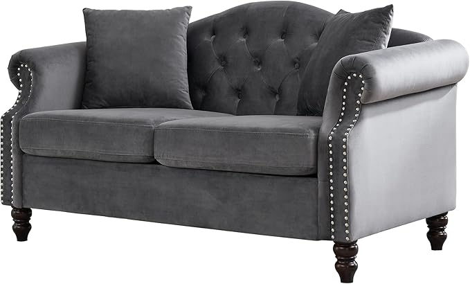 Modern Velvet Loveseat 57 Inch Sectional Couch Luxury 2 Seater Deep Couch with NailheadUpholstered Sofa for Living Room Bedroom Apartment