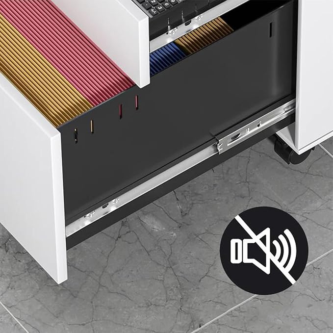 File Cabinet with Lock Drawer Under The Desk Activity Cabinet Three Drawer Data Office Cabinet Bedside tin Cabinet (Color : White)