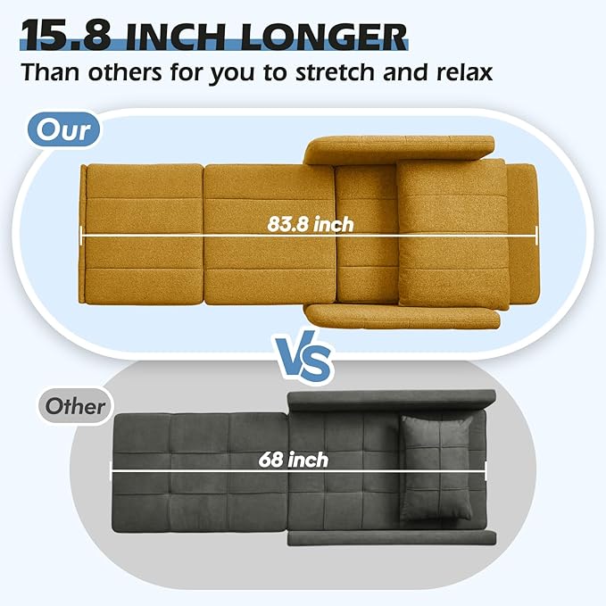 Sleeper Chair 84 Extra Long Convertible Chair Bed Upgraded 3-in-1 to 4-in-1 Pull Out Chair &amp Single Sofa Bed for Adult Sleeping Chairs for Living Room &amp Small Space