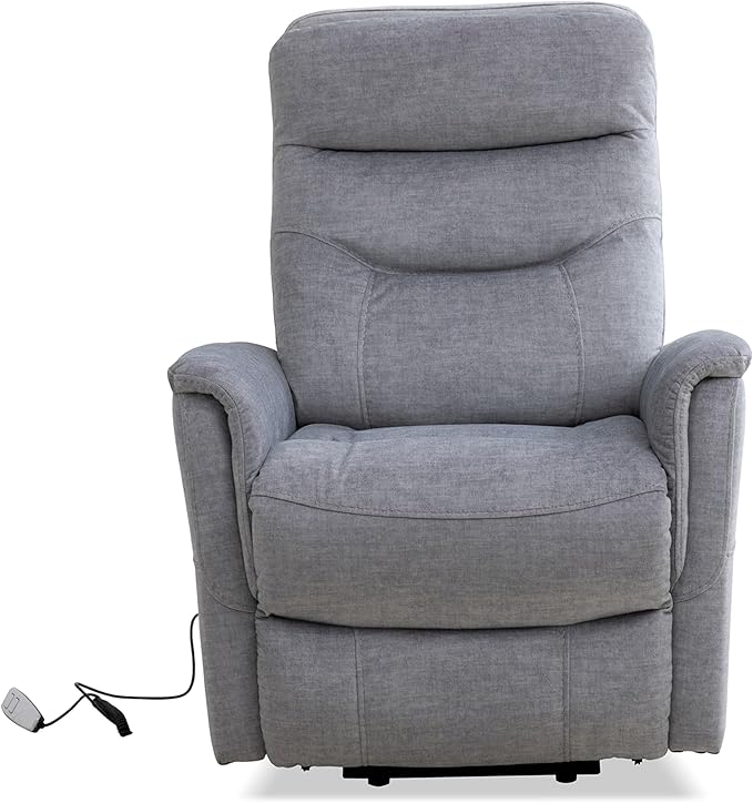 Parker Living Gemini - Capri Silver Power Lift Recliner Chair with Articulating Headrest 100% Polyester Electric Recliner for Living Room
