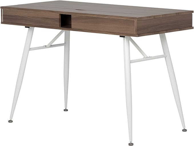 Calico Designs Alcove Modern Desk with Large Split Drawer Storage White/Chestnut