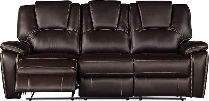3 PC Recliner Sofa Sets Bonded Leather Lounge Chair Loveseat Reclining Couch for Living RoomBrown