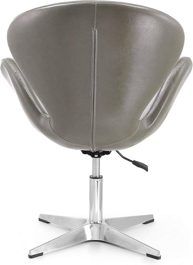 Manhattan Comfort Raspberry Adjustable Swivel Accent Chair Set of 2 with 360° Turn Polished Chrome Base Modern Retro Design Ideal for Living Room and Home Office Pebble Faux Leather